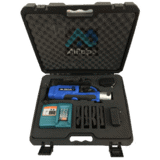 Thumbnail of Blue power tool in a box with power cables and jaw sets including all parts needed to lug your own AIRpipe