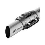 Thumbnail of Section drawing showing AIRpipe branded gray aluminum pipes cut at an angle and joined in the middle with an AIRpipe piping connector