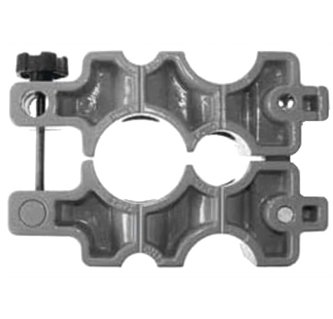 Metal jig for drilling precise holes in pipe