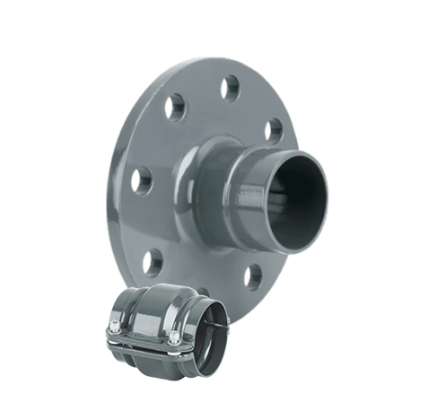 AIRpipe ANSI aluminum reducing flange with union connector, gasket, and bolt kit for compressed air systems, corrosion-resistant, ISO 8573-1 certified