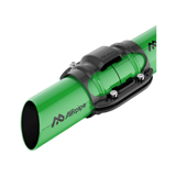 Thumbnail of Section drawing showing AIRpipe branded green aluminum pipes cut at an angle and joined in the middle with an AIRpipe piping connector