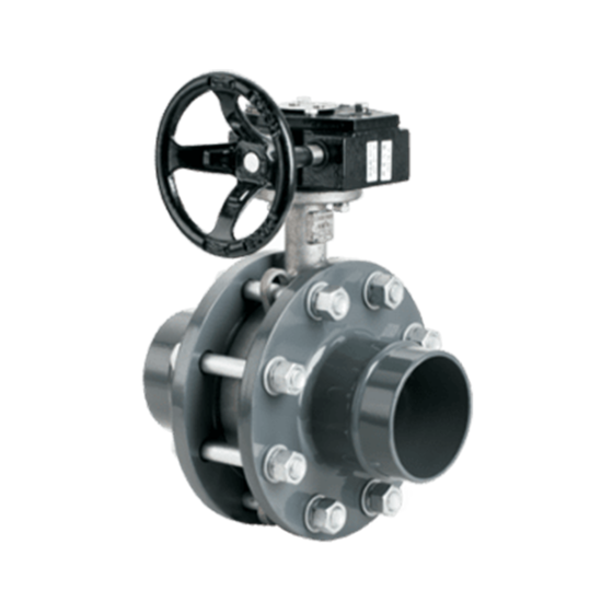 Simple metal ball valve with a black wheel shaped handle and AIRpipe clamp style connectors on both ends
