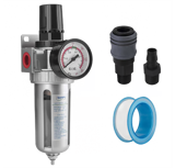 Thumbnail of Gray metal wall mounted air filter with a gauge