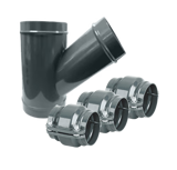 Thumbnail of AIRpipe 3" Equal Wye fitting for aluminum compressed air systems, corrosion-resistant aluminum design for balanced airflow distribution and secure push-to-connect installation, available in sizes 2-1/2" to 8".