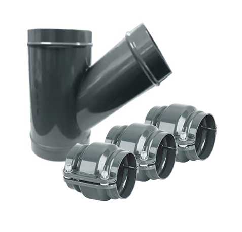AIRpipe 3" Equal Wye fitting for aluminum compressed air systems, corrosion-resistant aluminum design for balanced airflow distribution and secure push-to-connect installation, available in sizes 2-1/2" to 8".