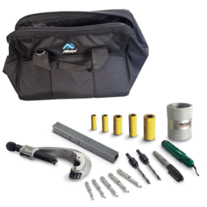 Soft black fabric bad with an AIRpipe logo on it meant to hold AIRpipe tools