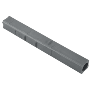 Grey rectangular tube with shaped features allowing the user to check and measure pipe insertion depth into fittings