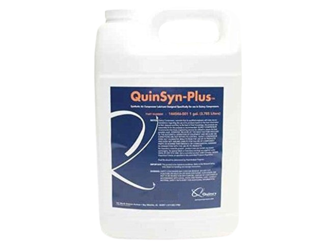 Quincy QuinSyn Plus 1 Gallon Synthetic Compressor Oil – 8,000-hour ISO 46 lubricant for rotary screw compressors with PAO and ester base for high-temp stability
