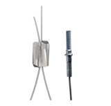 Thumbnail of Metal wire wrapped in a clamp next to the other end of the wire which is a threaded metal stud