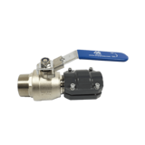 Thumbnail of Simple metal ball valve with a blue locking handle and AIRpipe clamp style connectors on one end and male NPT threads on the other end