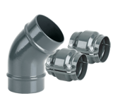 Thumbnail of AIRpipe Equal 45° aluminum compressed air piping elbow fitting, 2-1/2" to 8", designed for smooth airflow redirection with corrosion-resistant, quick-connect construction for industrial systems.