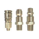 Thumbnail of Set of 3 common brass colored fittings used to connect tools to a piping system