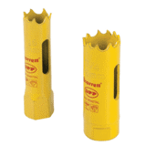 Thumbnail of Set of 2 yellow metal hole saw bits for a drill