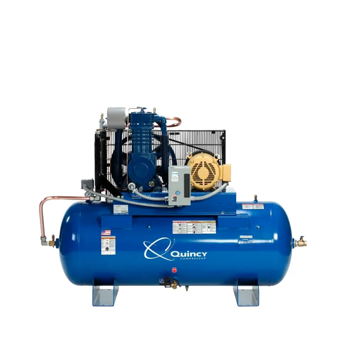 Quincy QT Max Horizontal tank mounted duplex piston air compressor