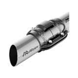 Section drawing showing AIRpipe branded grey aluminum pipes cut at an angle and joined in the middle with an AIRpipe piping connector