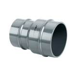 Grey metal connector inline with different sizes of AIRpipe piping connectors on either side