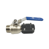 Simple metal ball valve with a blue locking handle and AIRpipe clamp style connectors on one end and male NPT threads on the other end