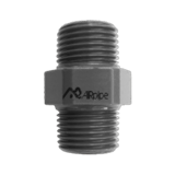 Dark grey metal adapter with male NPT threads on both sides