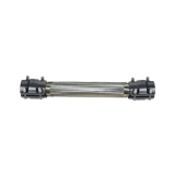 Flexible hose made of braided stainless steel in a dark grey color with AIRpipe connectors on both ends