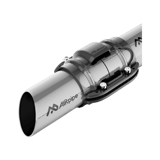 Thumbnail of Section drawing showing AIRpipe branded gray aluminum pipes cut at an angle and joined in the middle with an AIRpipe piping connector