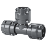 Thumbnail of Grey metal pipe fitting in a T shape with equal sized AIRpipe piping connectors on all 3 sides