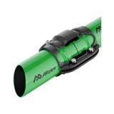 Thumbnail of Section drawing showing AIRpipe branded green aluminum pipes cut at an angle and joined in the middle with an AIRpipe piping connector