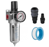 Thumbnail of Gray metal wall mounted air filter with a gauge