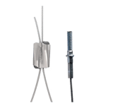 Thumbnail of Metal wire wrapped in a clamp next to the other end of the wire which is a threaded metal stud
