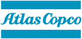 Thumbnail of atlas copco brand logo, blue bars top and bottom with blue script font "Atlas Copco"
