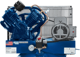 Thumbnail of Close up view of the pump head, motor, belt shroud, and power switch on the 60-gallon Qt-54