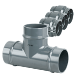 Thumbnail of Aluminum AIRpipe equal tee fitting with three union connectors for compressed air systems, quick-connect, corrosion-resistant, ISO 8573-1 certified
