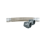 Thumbnail of AirPipe flexible 304 stainless steel hose with braided texture and smooth end fittings, adjacent to two couplings.
