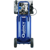 Thumbnail of small blue portable quincy air compressor with dolly handle and wheels