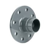 Thumbnail of Grey aluminum flange which adapts one size of flange ended piping to another size using an AIRpipe connector