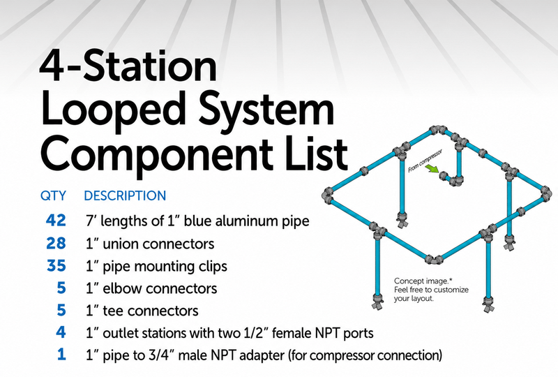 4 station compressed air piping kit