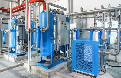 industrial air compressor and air dryer in factory