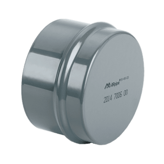 Dark grey aluminum end cap for capping off aluminum piping