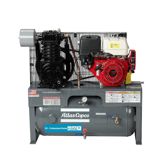 Atlas Copco Reciprocating Piston Air Compressor Horizontal Tank Portable Gas 30 Gallon Tank