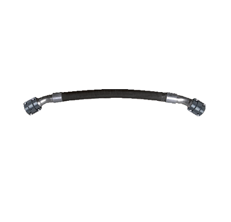 AirPipe flexible corrugated braided 304 stainless steel braided hose with black connectors on each end, positioned horizontally against a white background.